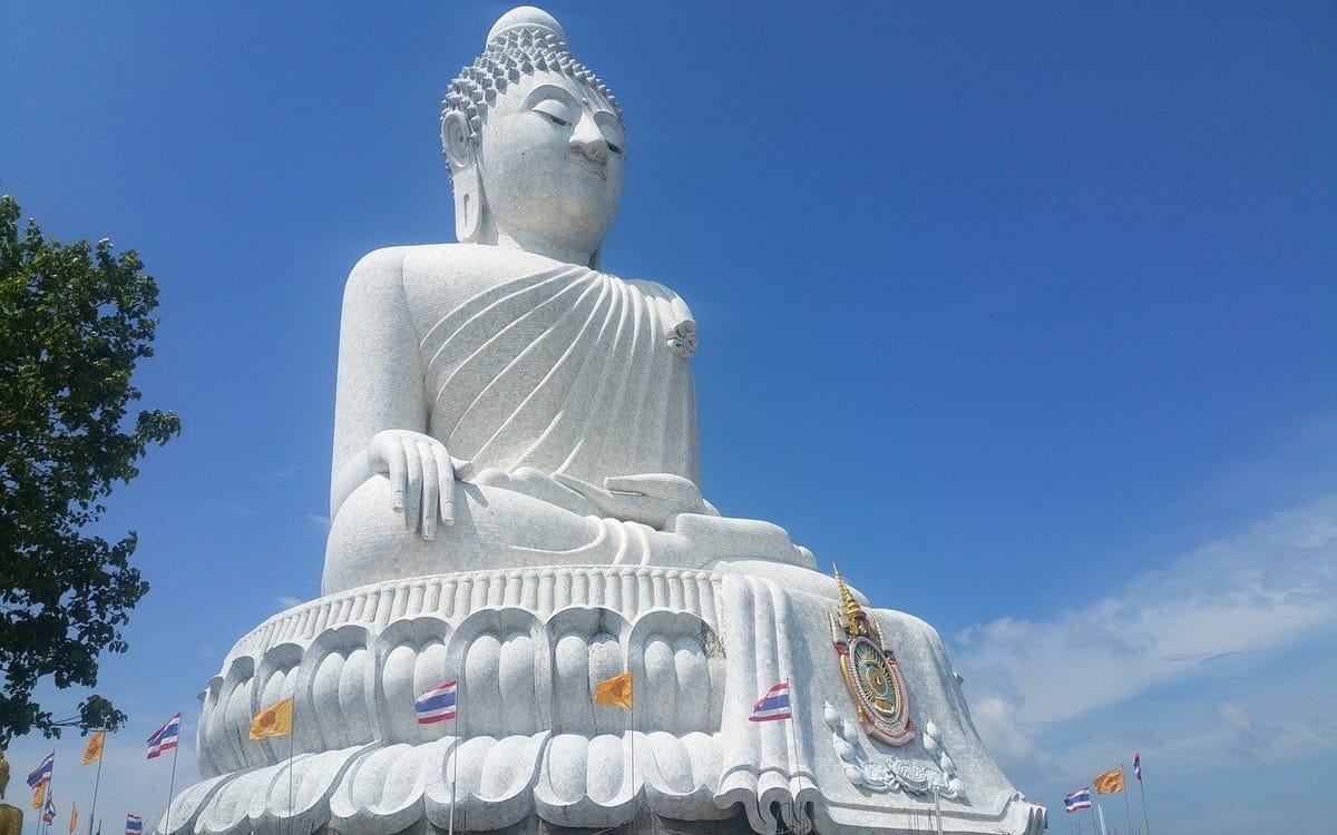 Giant Buddha statue in Thailand on a clear day
