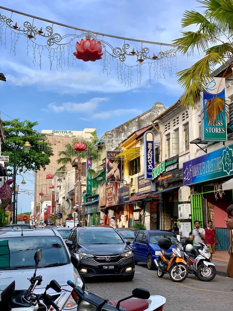 City streets in Penang Malaysia with cars