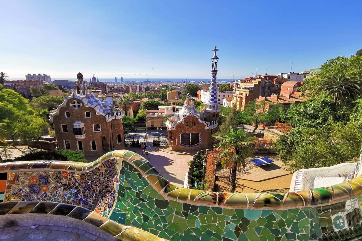 Aerial view of a famous park. Sagrada Familia tickets including the Park Guell entrance