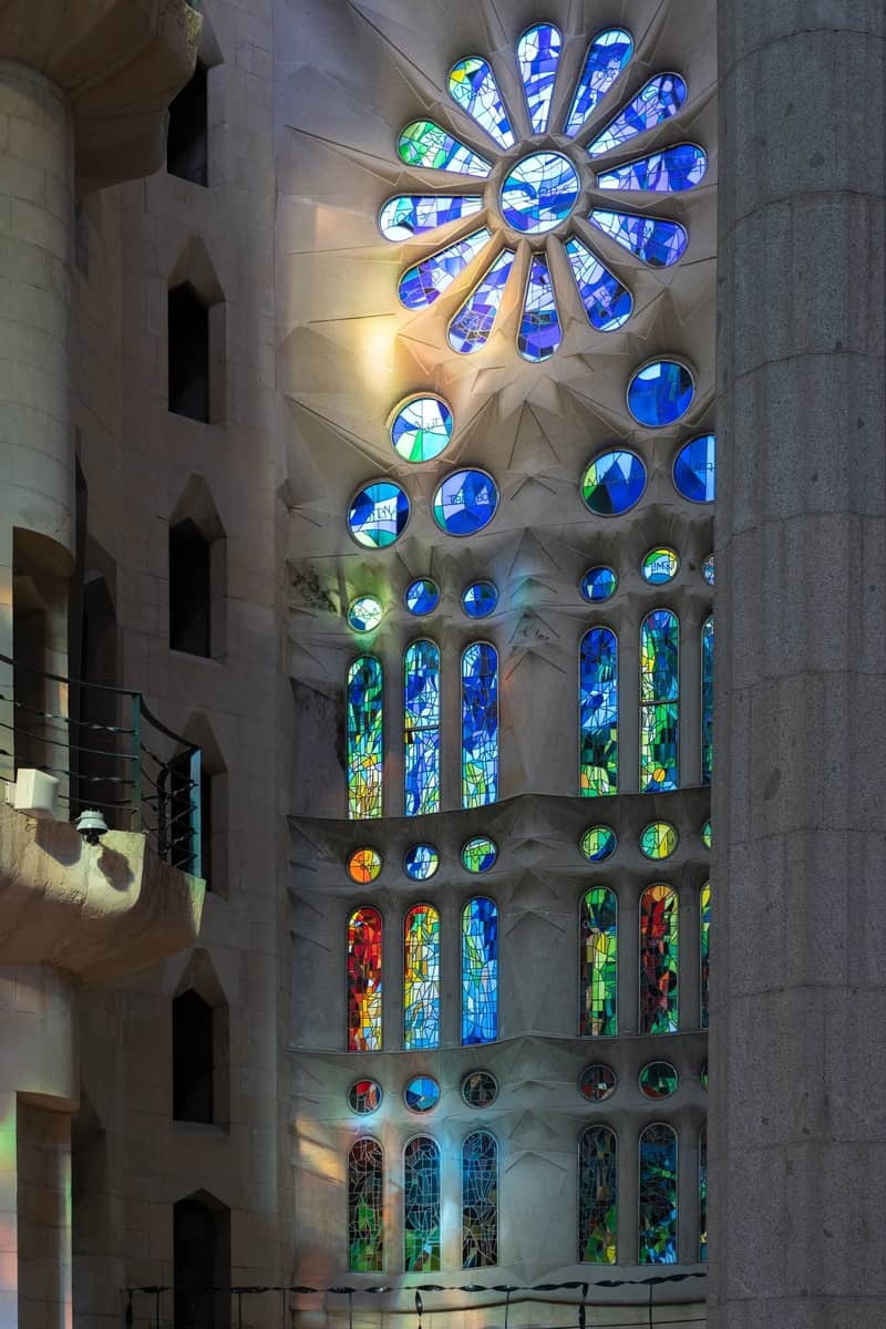 Stained glass windows inside cathedral. private tour of La Sagrada Familia.
private tour of La Sagrada Familia