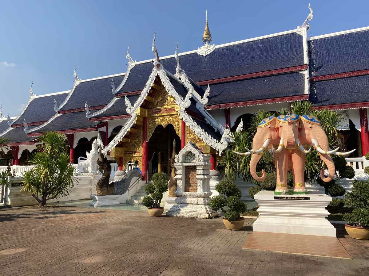 Elephant figure Wat Ban Den temple in Chiang Mai