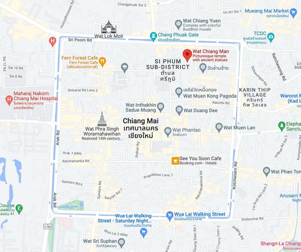 Wat Chiang Man map, how to get to wat chiang man