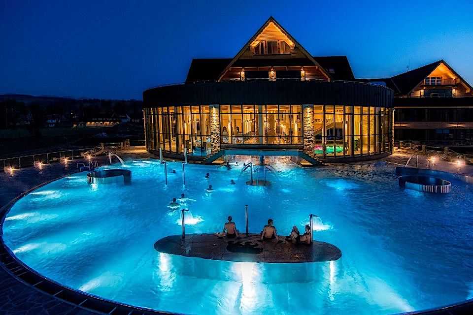 Relax at the Chocholow Thermal Baths from Krakow at night