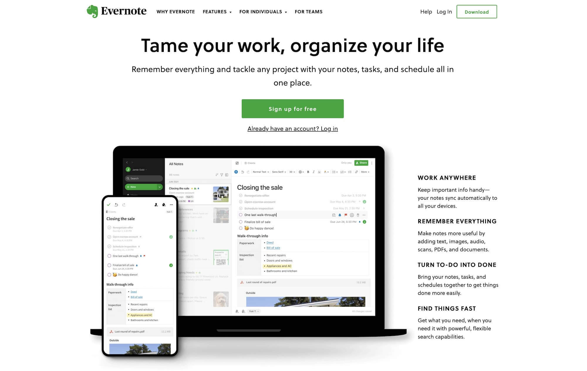 Content writing tools Evernote