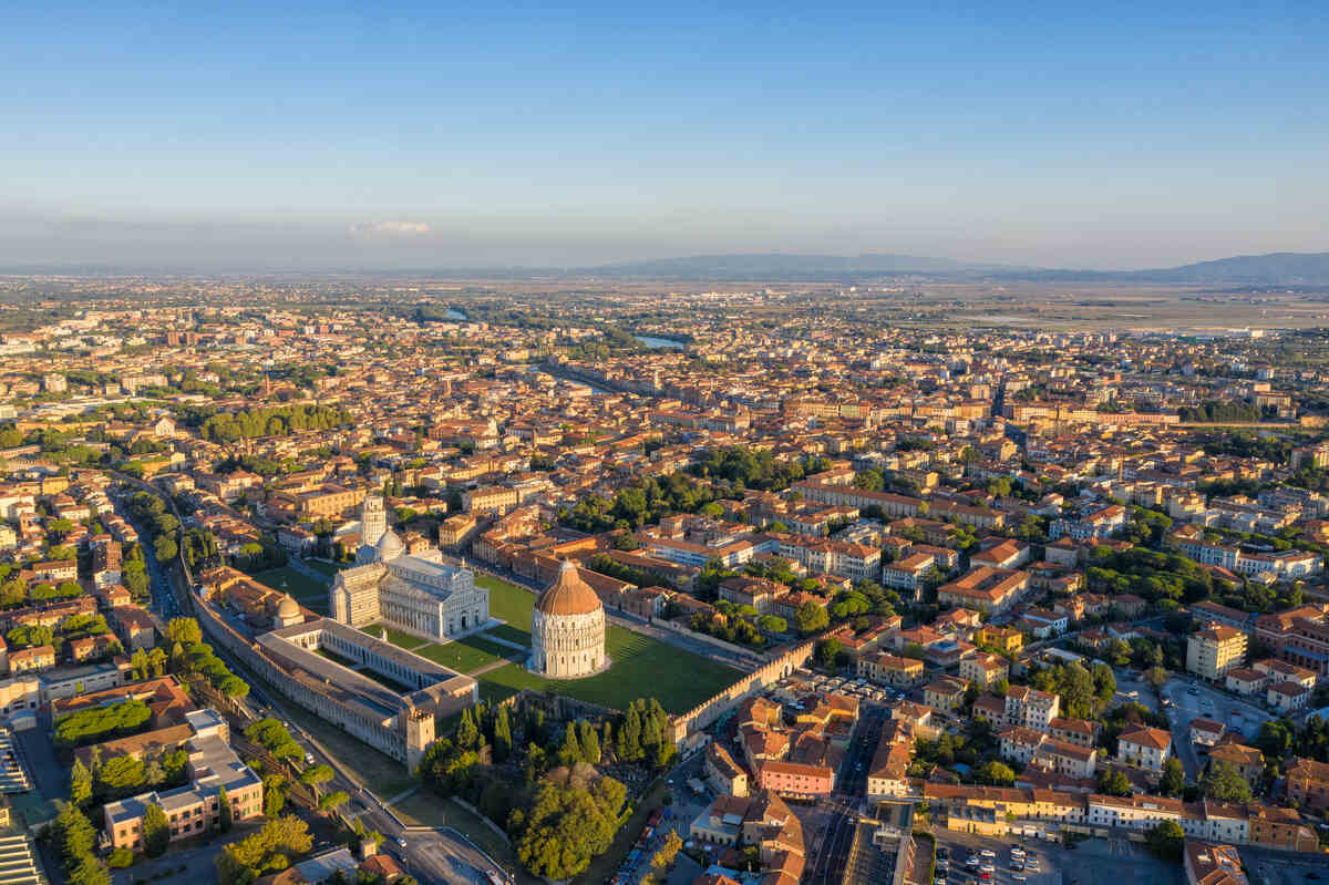 Day trip from florence to pisa pisa from above drone shot
