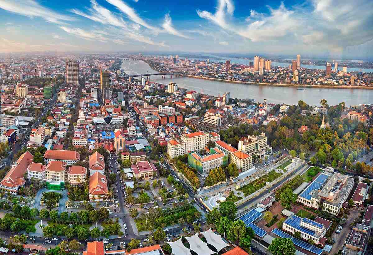 Phnom Pen City in Cambodia from above