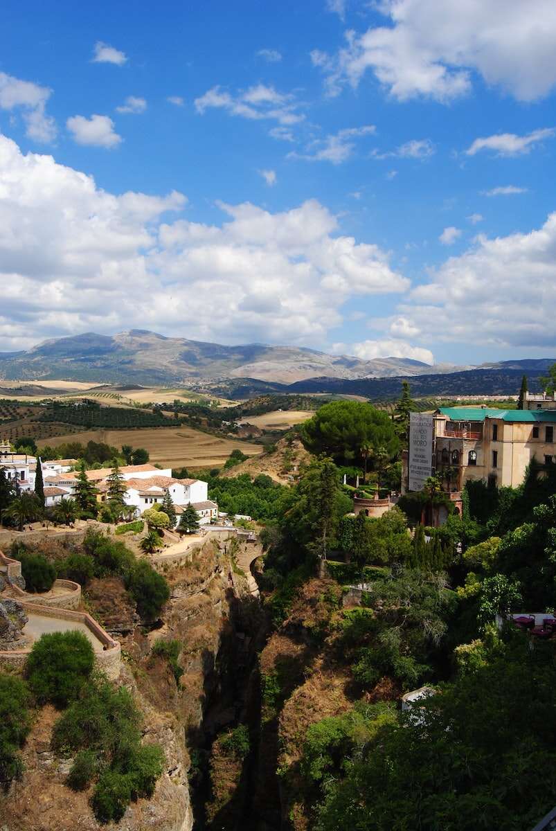 Landscape of Ronda with mountain background. Ronda day tour from Seville