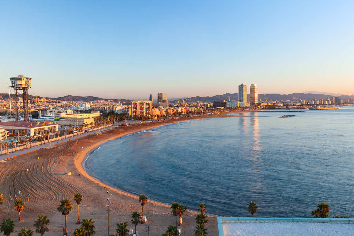 Sunset at Barceloneta Beach in 3 days in Barcelona itinerary