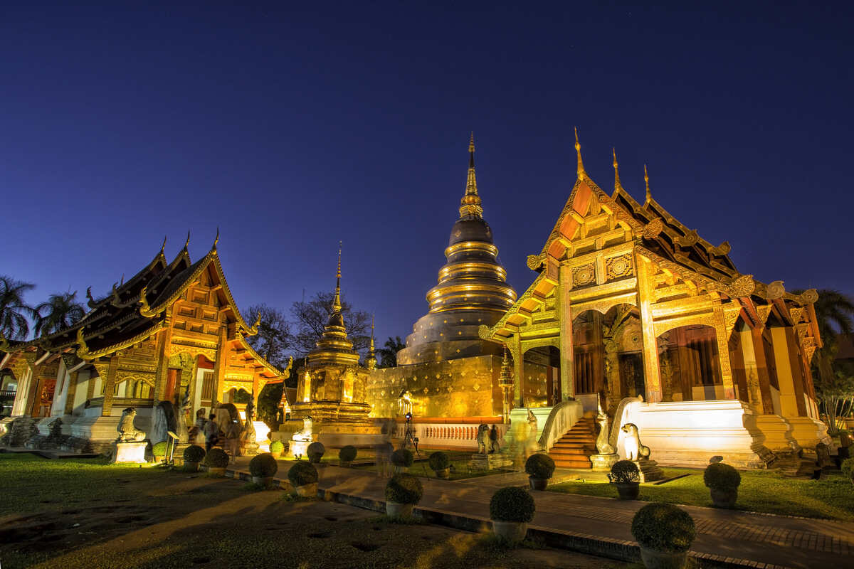 Wat Phra Singh in Chiang Mai at night