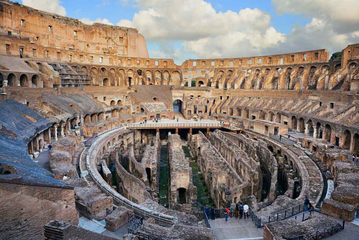 Colosseum with interior arches visible.