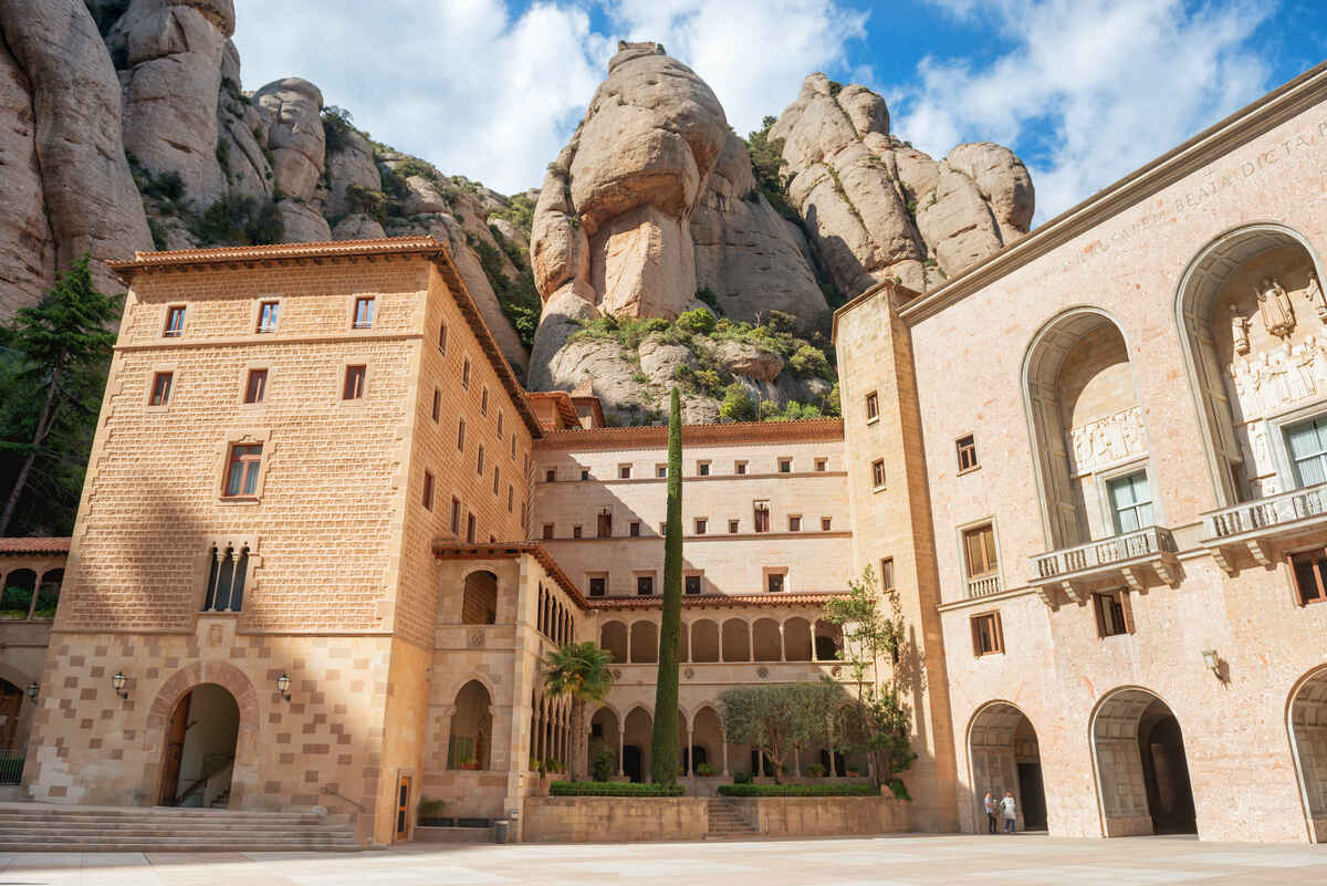 Courtyard of a grand monastery. Montserrat from Barcelona Tour with Tapas