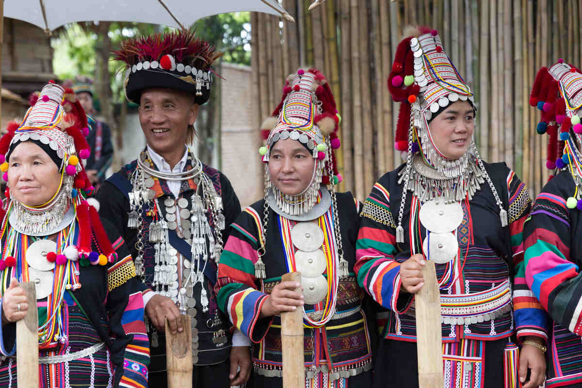 Indigenous people in traditional attire in Northern Thailand
