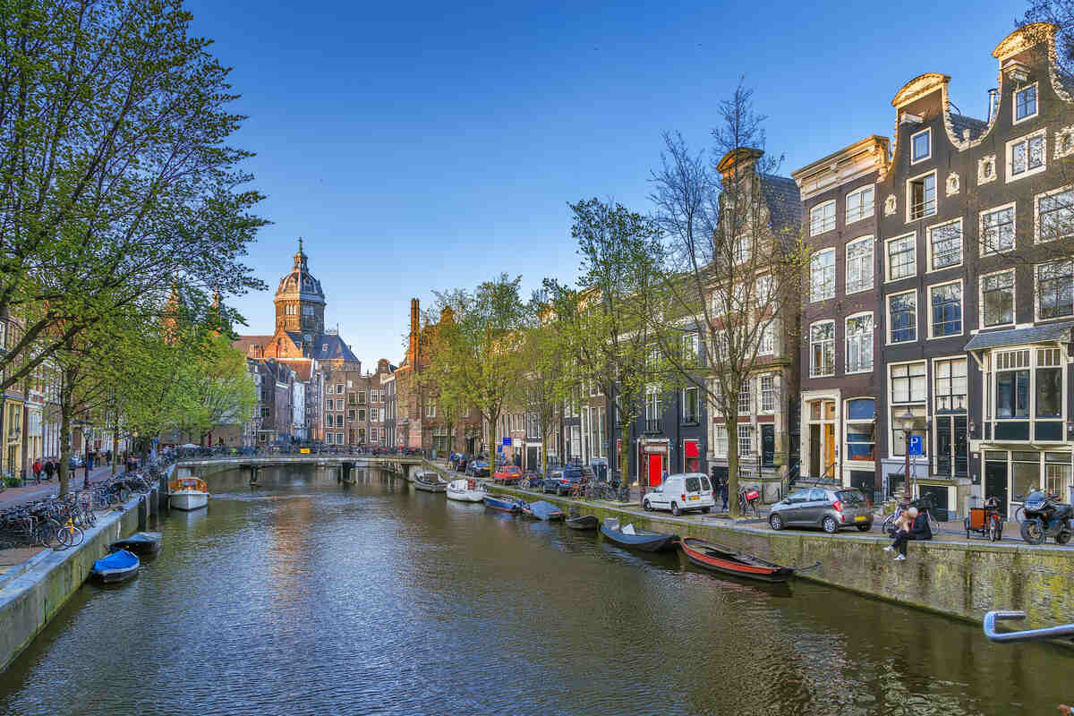 Boat cruise on a city canal.