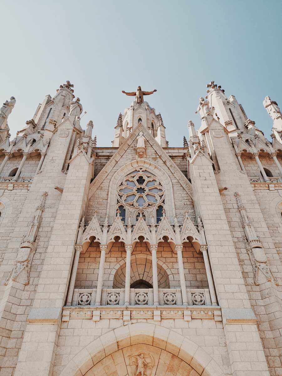 Temple of the Sacred Heart of Jesus - Detailed façade of a Gothic church.