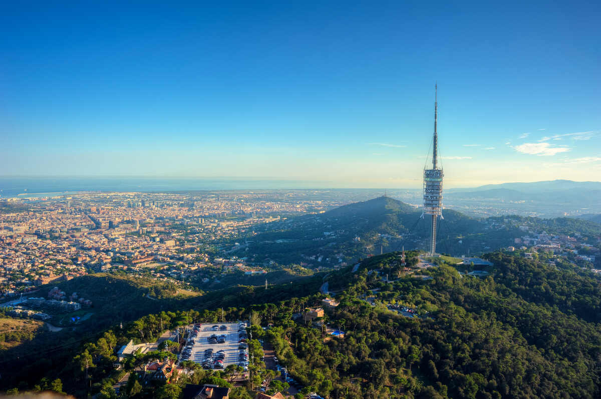 Torre de Collserola at Mount Tibidabo. View of cityscape from a tower.