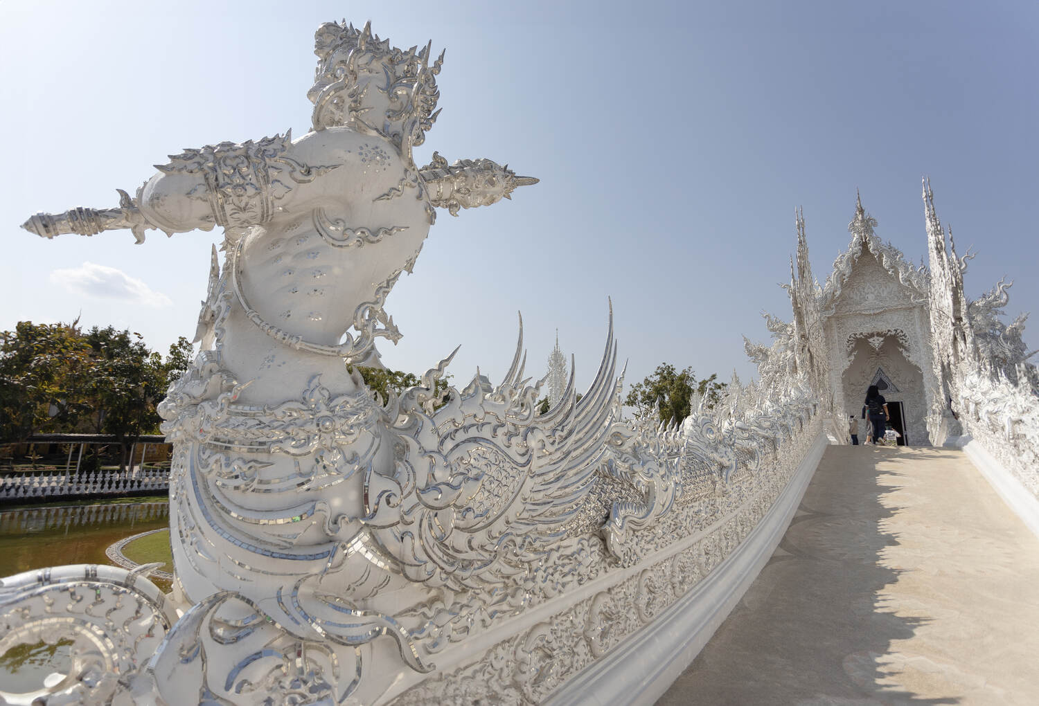 Unique details at the white temple in chiang mai
