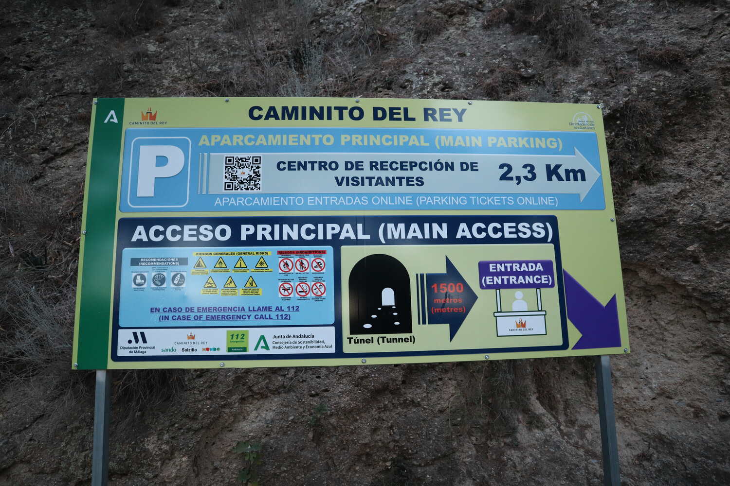 Indications near El Kiosko parking Caminito del rey - How to Get From Malaga to Caminito Del Rey