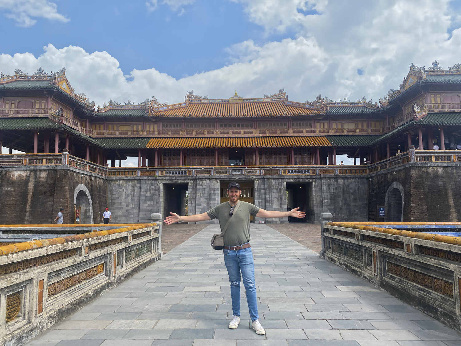 Man posing at Hue Citadel main gate - Hue day try