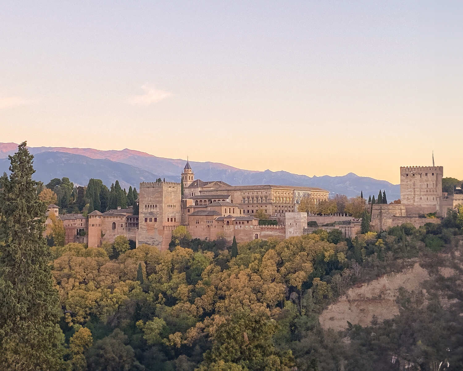 Sunset from the San Nicola Mirador with the Alhambra in the background