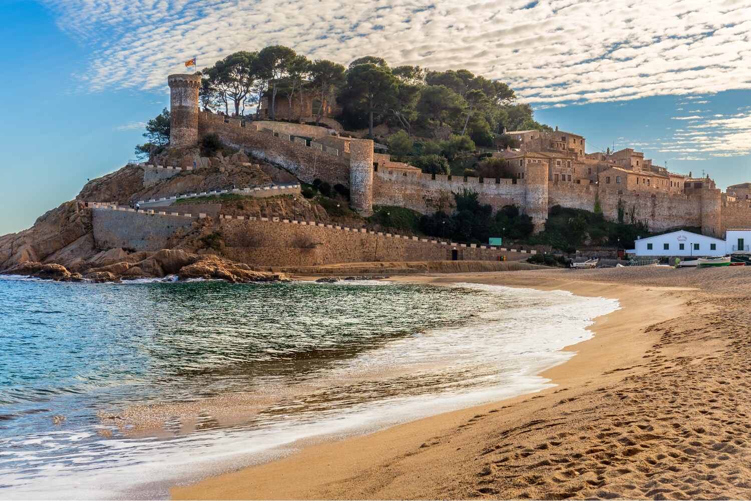 Tossa de Mar beach with its medieval castle overlooking the Costa Brava.