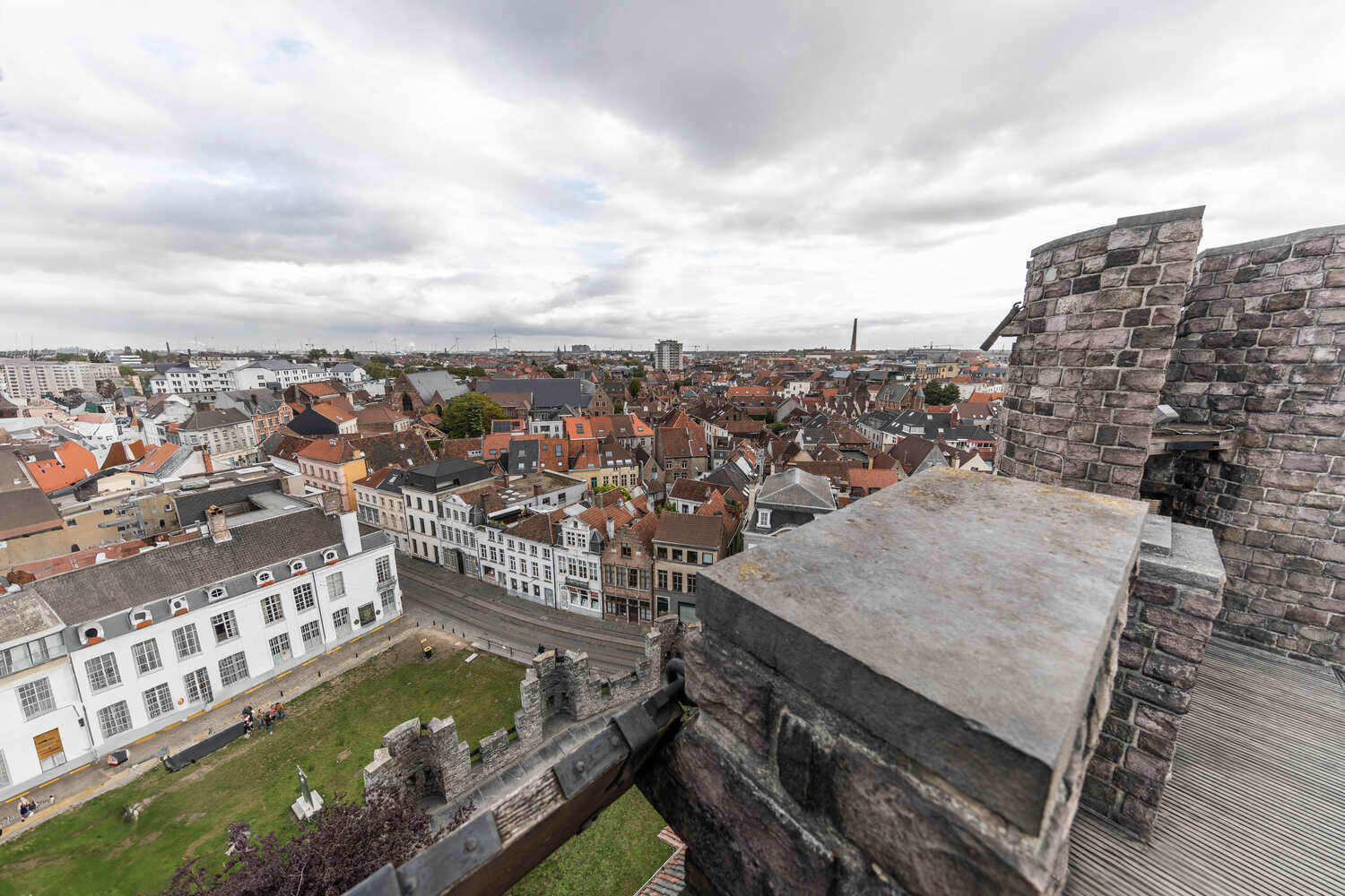 views of the Gravensteen Castle on a cloudy day