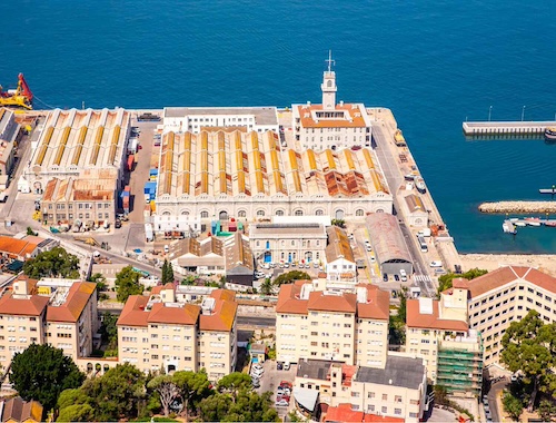 Aerial view of Mediterranean port in Gibraltar