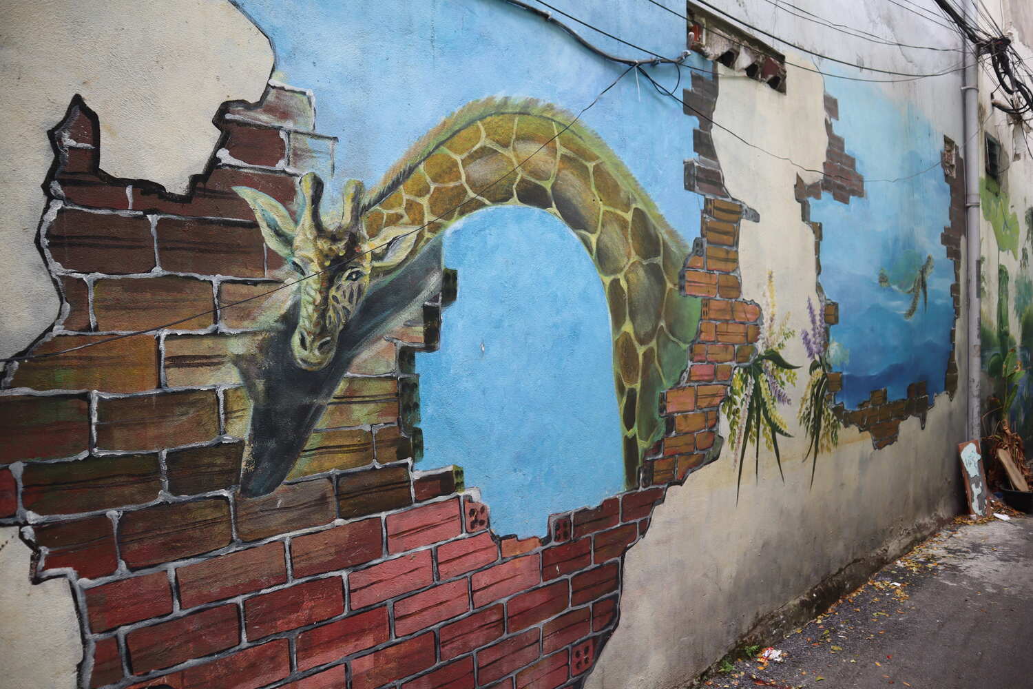 Giraffe graffiti at Da Nang Fresco Village