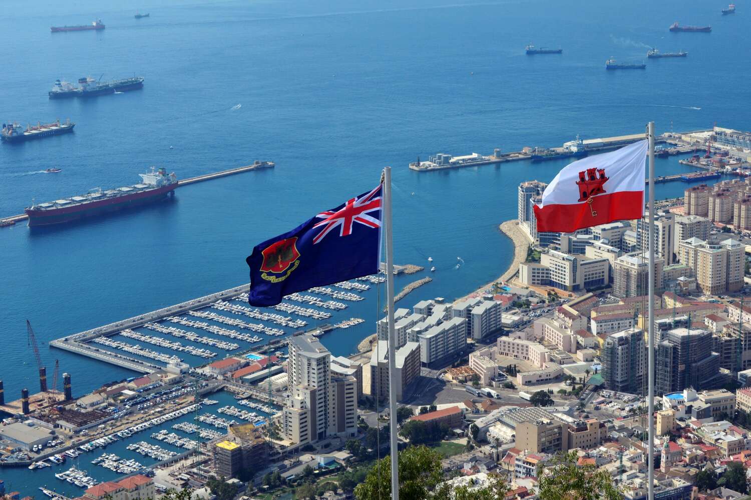 Gibraltar-port-with-ships-and-containers