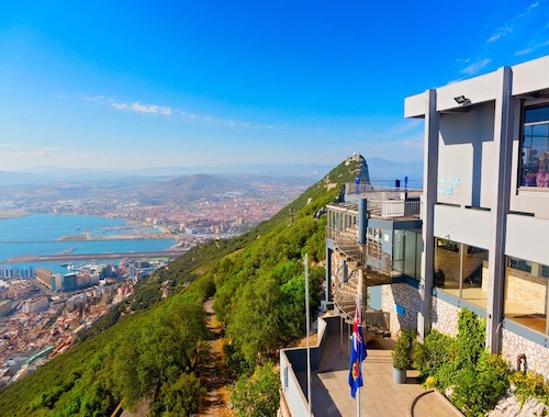 Modern architecture overlooking sea in Gibraltar
