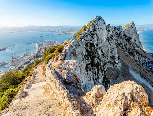 Rocky Gibraltar mountain peak with blue sky