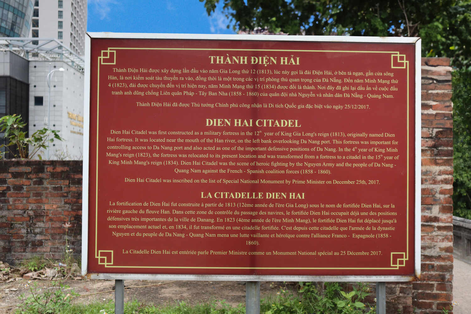 Signs of Dien Hai Citadel in Da Nang