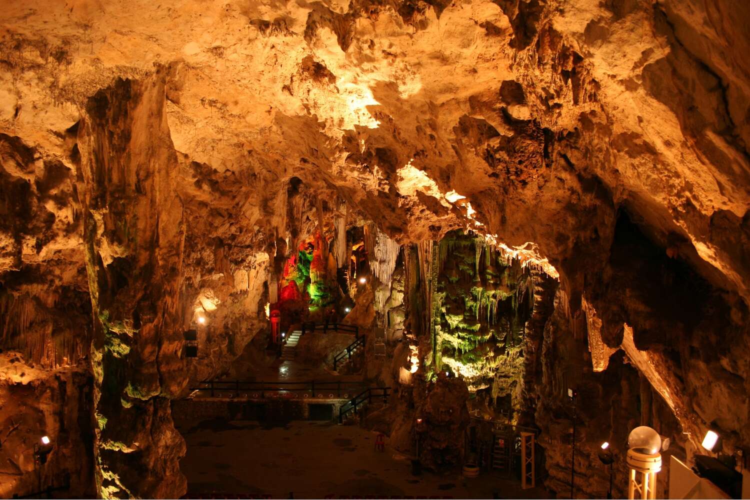 Stalactites-in-lit-Saint-Michael-Cave-in-Gibraltar