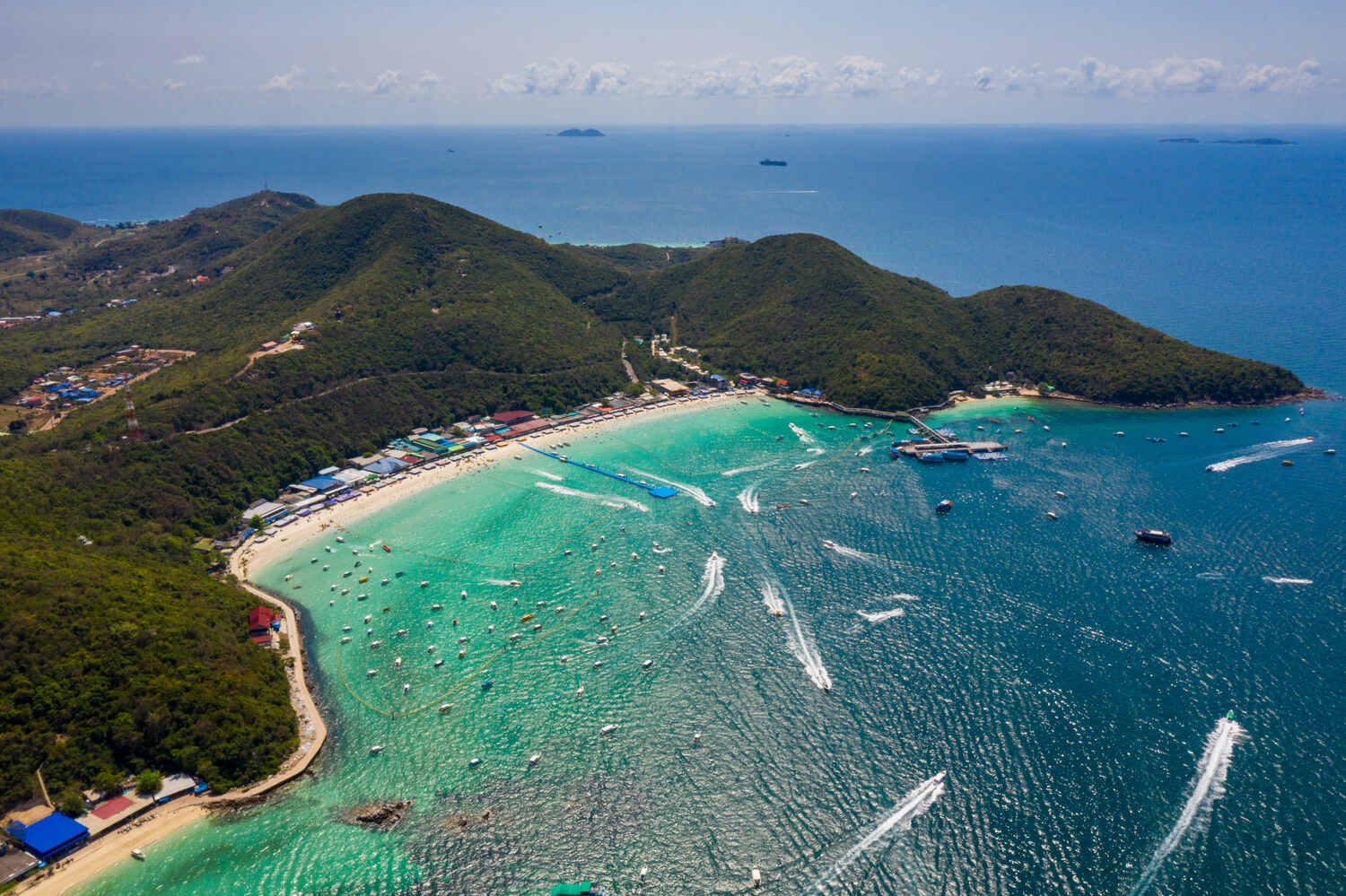 Aerial-view-of-Tawaen-Beach-on-Koh-Larn-Island