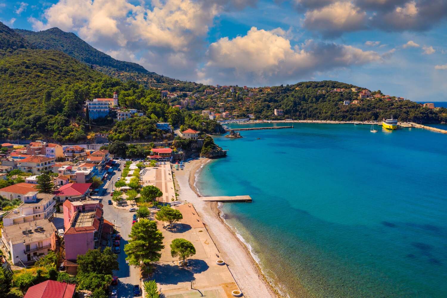 Aerial view of Poros Island in Greece